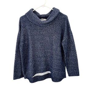 Lands End Sweater S 6-8 Blue Cowl Neck Pullover Oversized Loose Slouchy